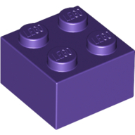Lego kostka (kostička) 2x2, tmavě fialová (4225125, 4589613, 4653960)